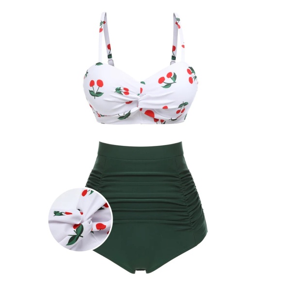 Retro 1950s Cherry Two-Piece Bikini Set - Picture 2 of 7